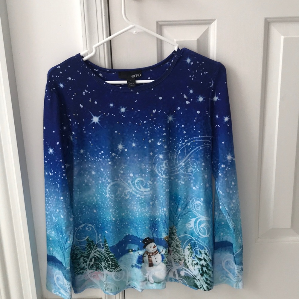 Women’s Winter shirt with Snowman. New with tags.